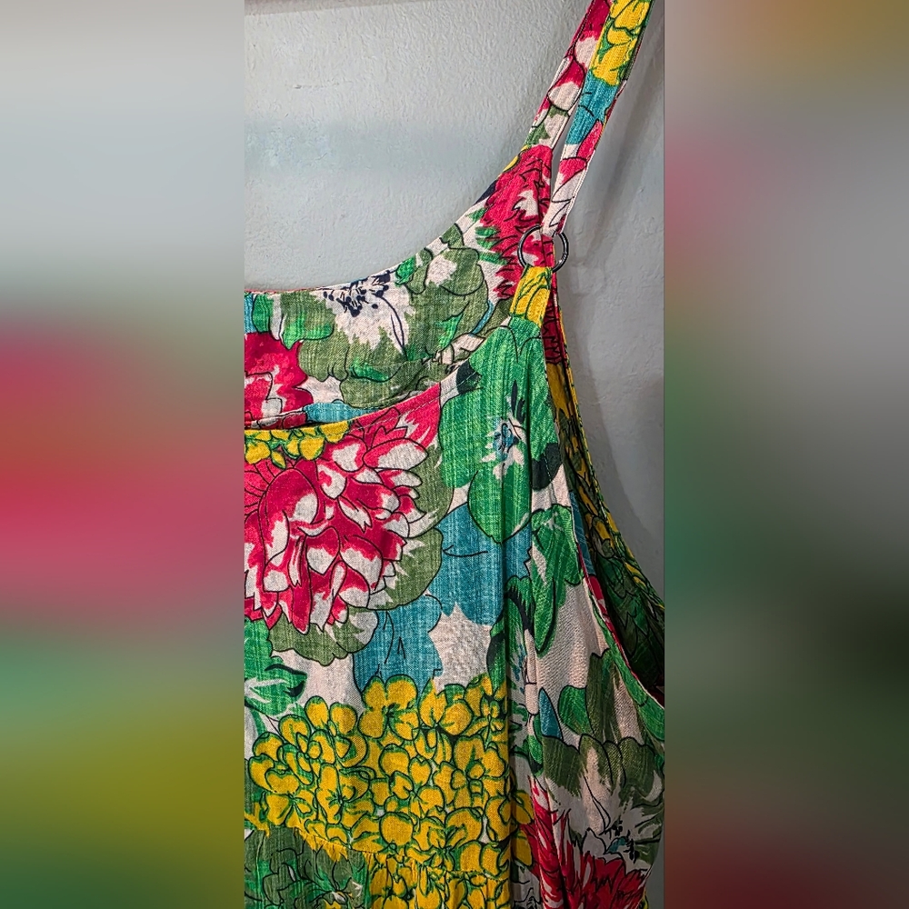 Yesno‎ Floral Boho Floral Spaghetti Strap Maxi Summer Beach Dress Womens 3XL - Picture 2 of 3